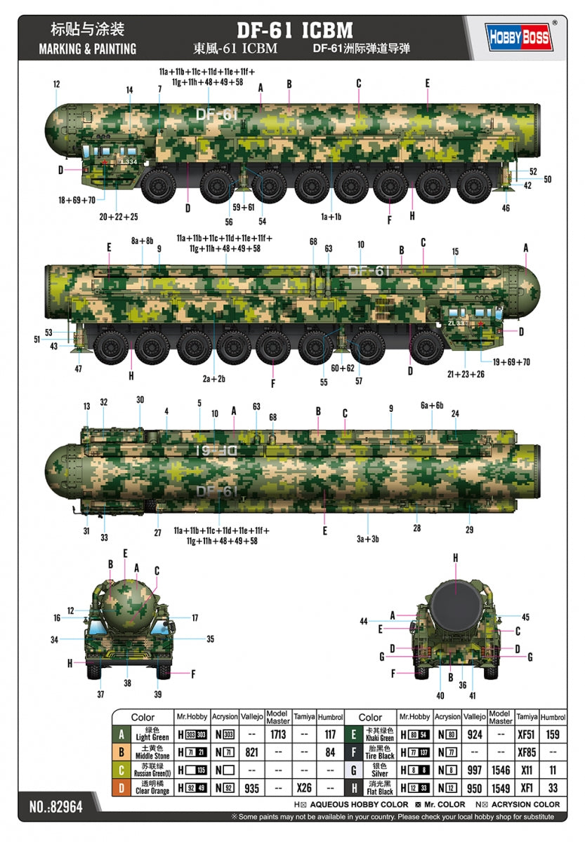 Hobby Boss 82964 DF-61 ICBM 1/72