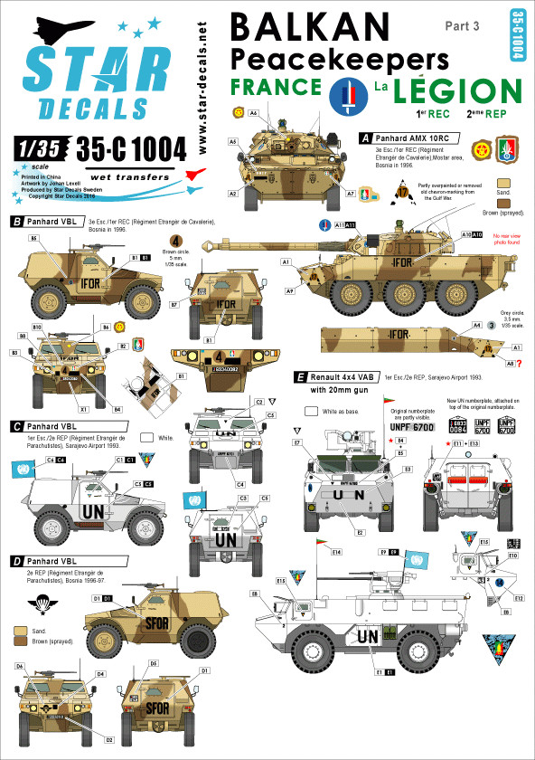 Star Decals 35-C1004 Casques bleus des Balkans n° 3. France 1/35