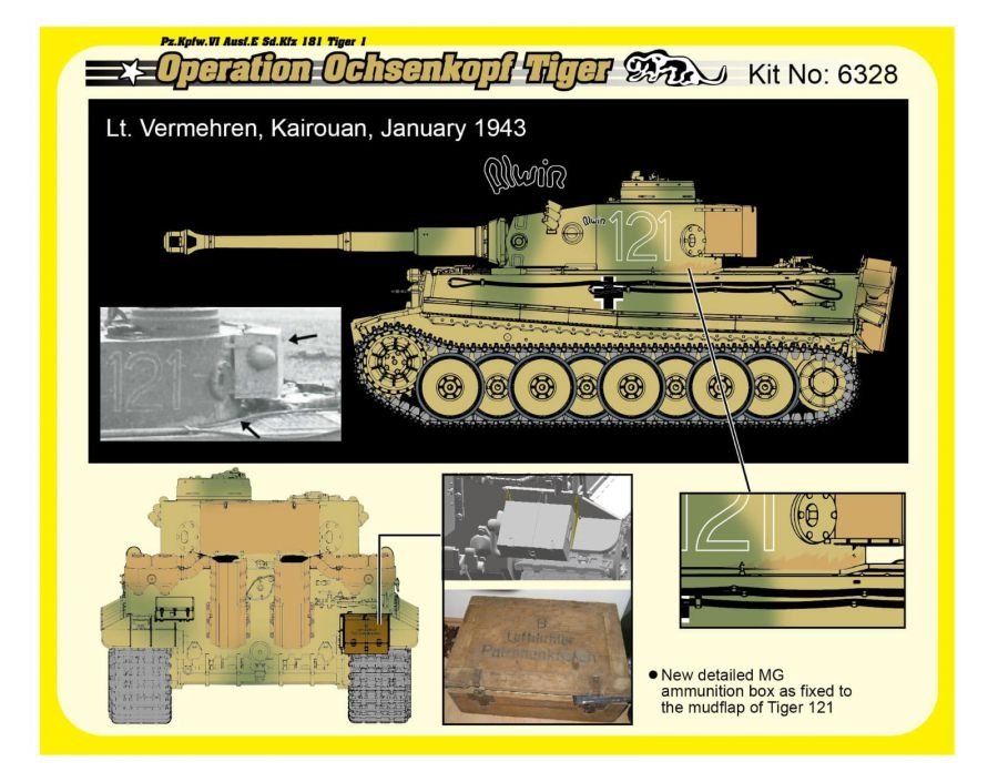 Dragon 6328 WWII German Pz.Kpfw.VI Tiger I Early Production 501 abt Operation Ochsenkopf 1/35 – immagine 6