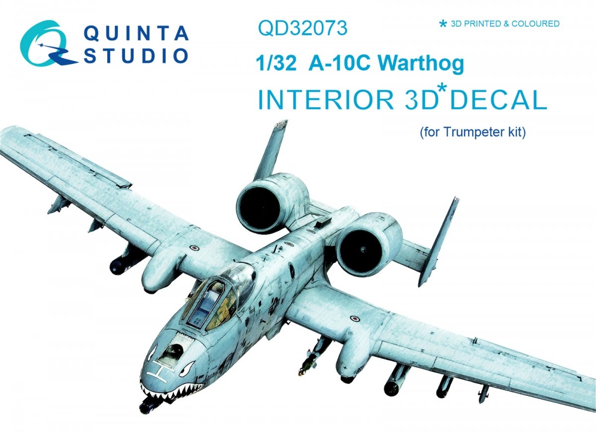 Quinta Studio QD32073 A-10C 3D-Printed &amp; colored Interior on decal paper (for Trumpeter kit) 1/32