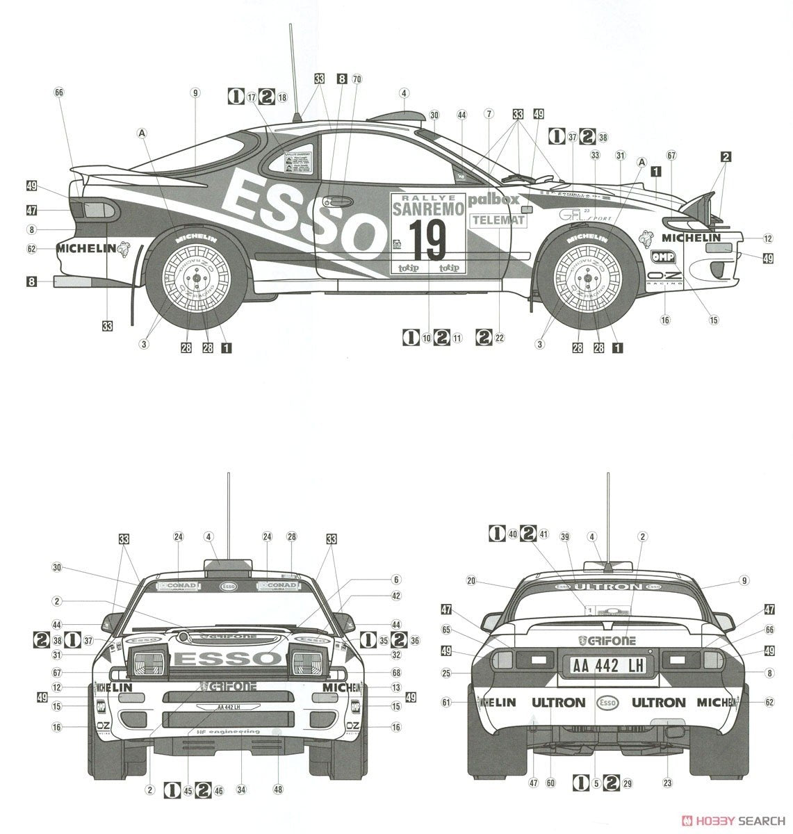 Hasegawa 20466 Toyota Celica Turbo 4WD Grifone 1994 San Remo Rally 1/24 – image 7