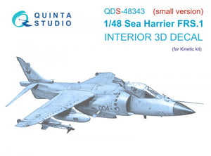 Quinta Studio QDS-48343 Sea Harrier FRS.1 3D-Printed &amp;amp; coloured Interior on decal paper (Kinetic) (Small version) 1/48