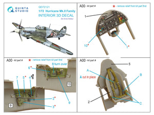 Intérieur coloré imprimé en 3D sur papier décalcomanie pour la famille Hurricane Mk.II (Quinta Studio QD72121) (Arma Hobby) à l&amp;#39;échelle 1/72 – image 2