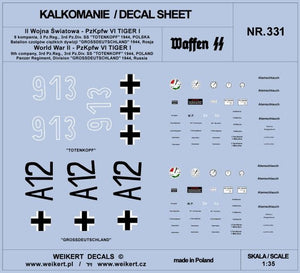 Weikert Decals DEC331 PzKpfw VI TIGER - Dywizja SS Totenkopf i Dywizja Grossdeutschland - 1944 - vol.1 1/35