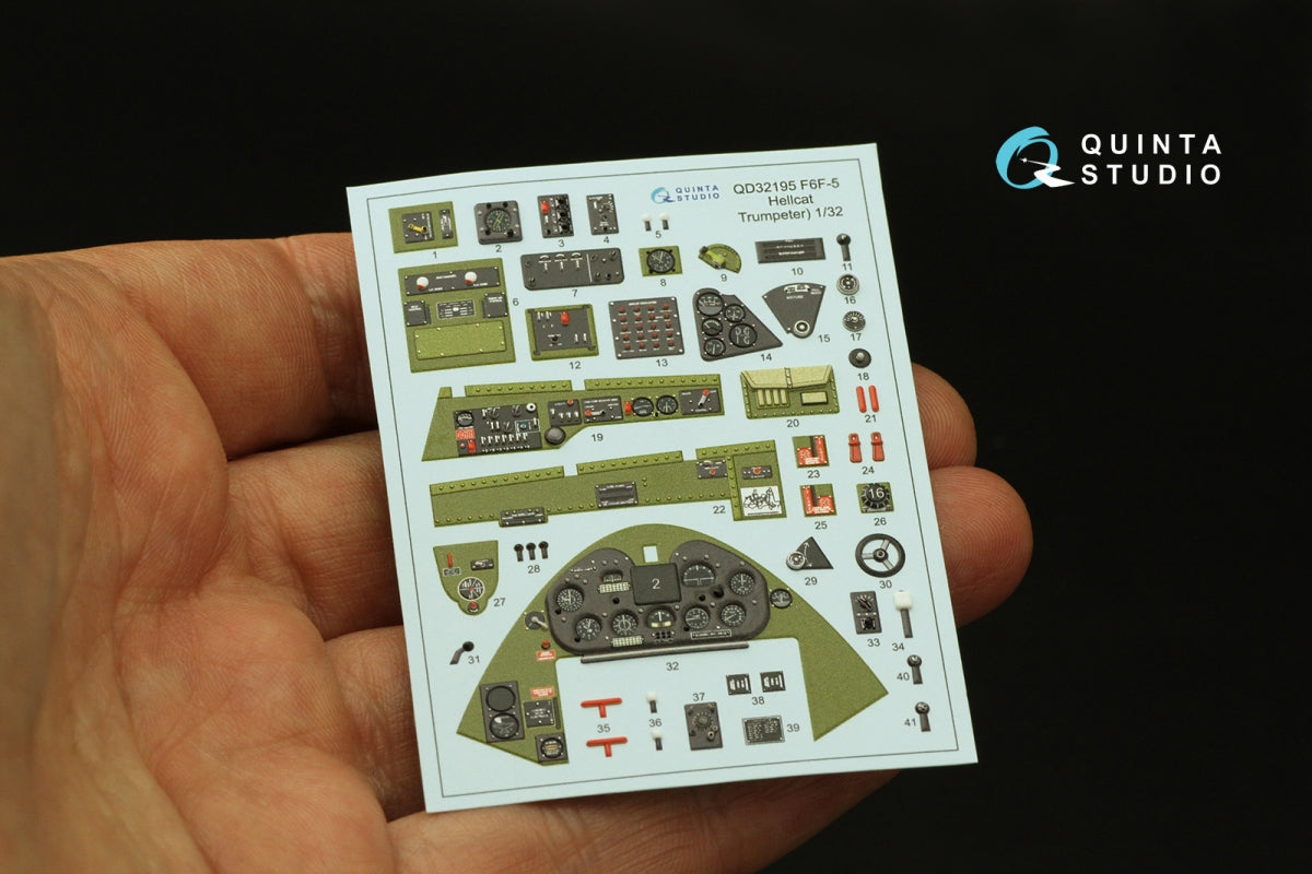 Intérieur imprimé en 3D et coloré sur papier décalcomanie Quinta Studio QD32195 F6F-5 Hellcat (Trumpeter) 1/32 – image 3