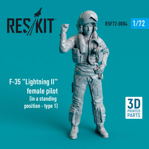 RESKIT RSF72-0004 PILOTE FÉMININE DE F-35 LIGHTNING II (EN POSITION DEBOUT - TYPE 1) (IMPRIMÉE EN 3D) 1/72