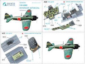 Quinta Studio QD48239 A6M2 Zero 3D-Printed &amp;amp; coloured Interior on decal paper (Eduard) 1/48 – imagen 3