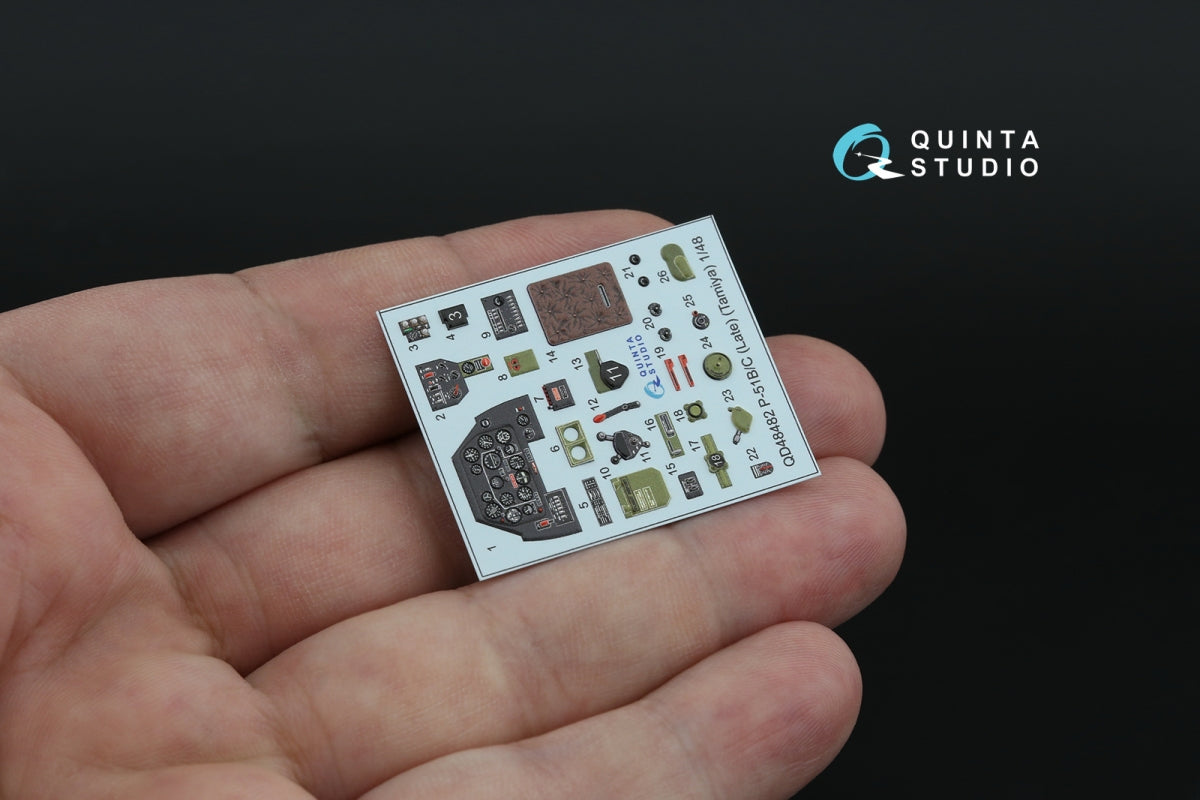Intérieur coloré imprimé en 3D sur papier décalcomanie Quinta Studio QD48482 P-51B/C (version tardive) (Tamiya) 1/48 – image 5