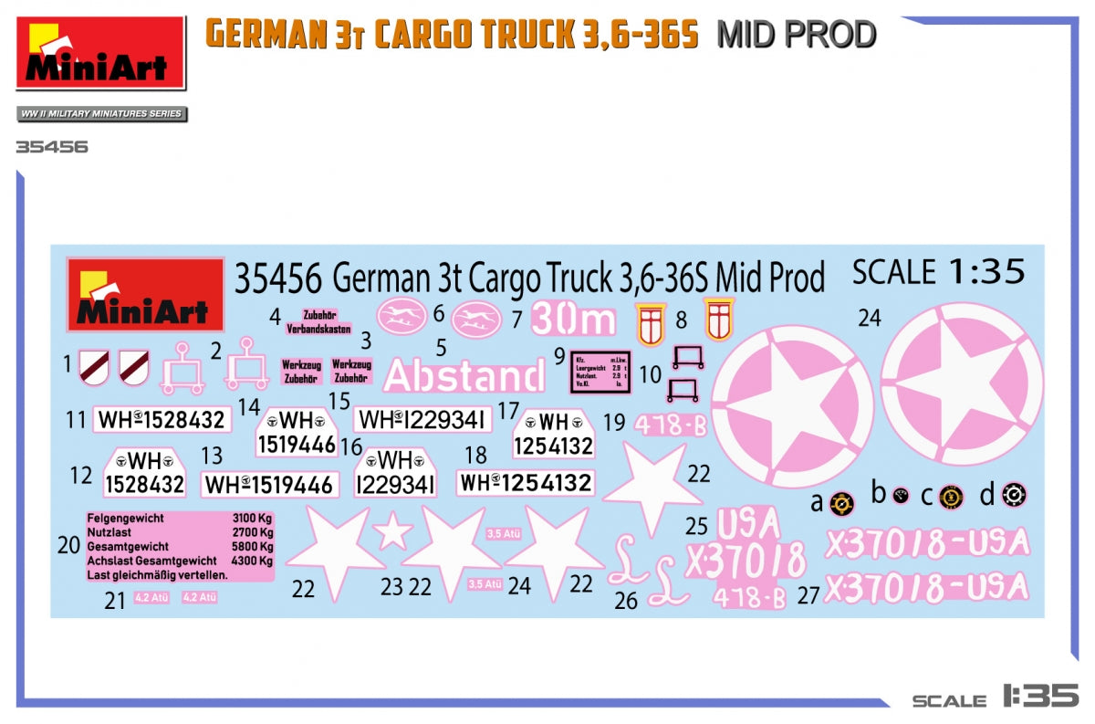 Miniart 35456 GERMAN 3T CARGO TRUCK 3,6-36S MID PROD 1/35 – Bild 2