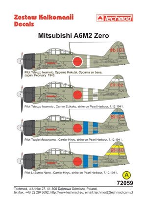 Techmod 72059 - Mitsubishi A6M2 Zero 1/72 – zdjęcie 2