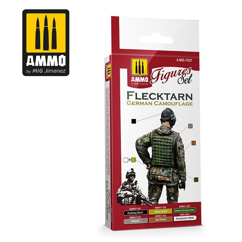 AMMO of Mig Jimenez 7037 Flecktarn German Camouflage Figures Set 6x17ml – Bild 2
