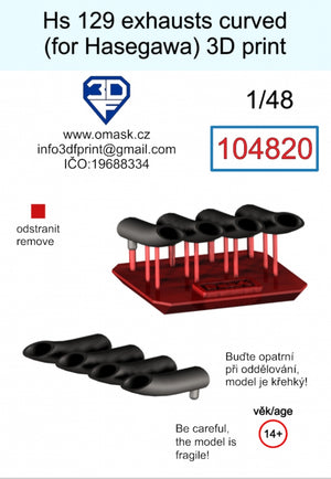 Omask 104820 Hs 129 Exhausts curved (for Hasegawa/Hobby 2000) 3D print 1/48 – Bild 2