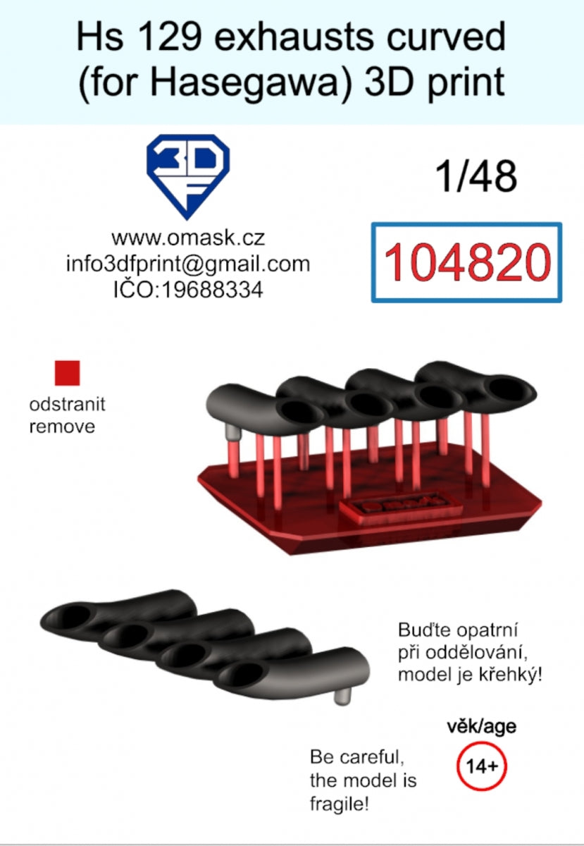 Omask 104820 Hs 129 Exhausts curved (for Hasegawa/Hobby 2000) 3D print 1/48 – Bild 2