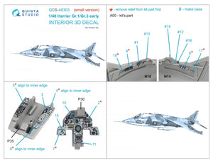 Quinta Studio QDS-48303 Harrier Gr.1/Gr.3 Early 3D-Printed &amp;amp; coloured Interior on decal paper (Kinetic) (Small version) 1/48 – Bild 2