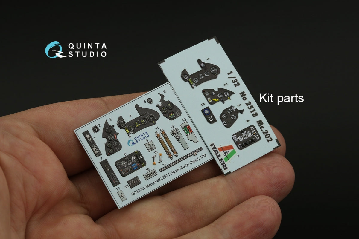 Quinta Studio QD32201 Macchi MC.202 Folgore Early 3D-Printed &amp;amp; coloured Interior on decal paper (Italeri) 1/32 – imagen 13
