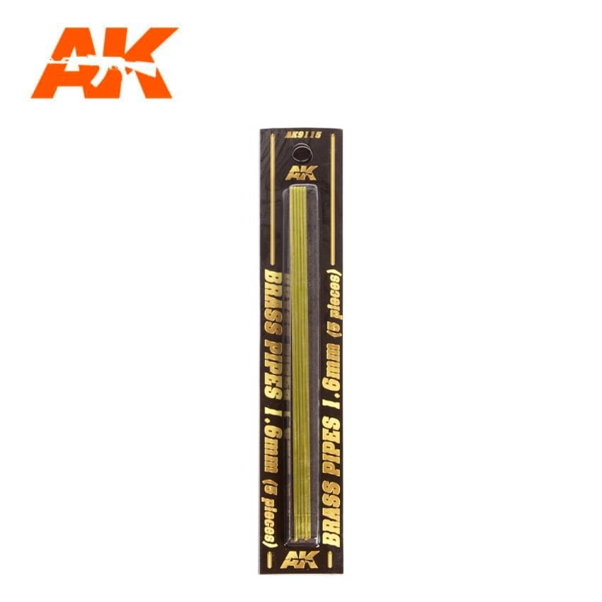 AK Interactive AK9115 BRASS PIPES 1.6MM Ø. 5 UNITS – immagine 2