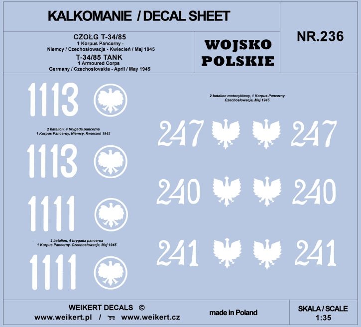 Weikert Decals DEC336 PzKpfw VI TIGER - Schwere Pz. Abt. 503 - tank no. 101 - commander Kurt Knispel - Russia 1/35