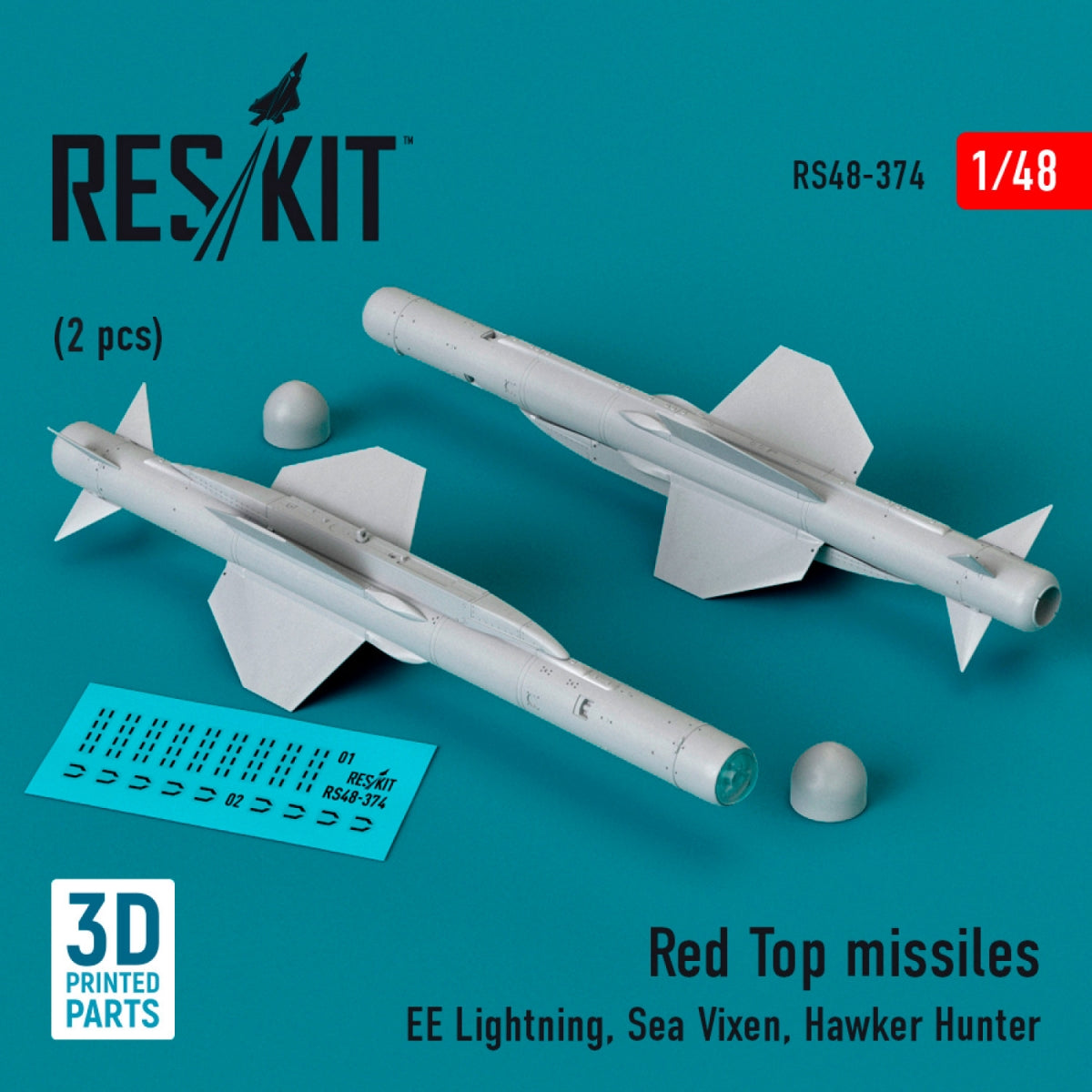 RESKIT RS48-0374 Red Top missiles (2pcs) (3D Printed) 1/48