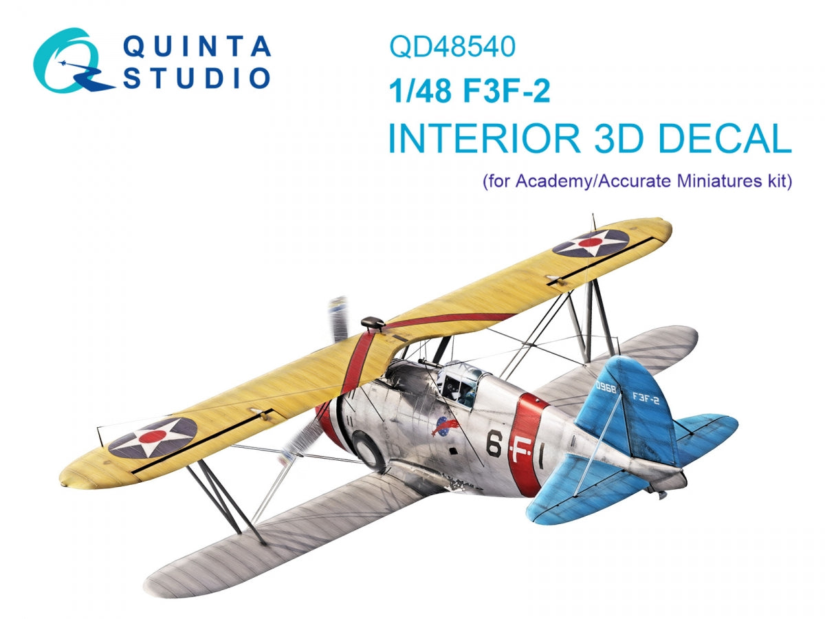 Intérieur imprimé en 3D et coloré sur papier décalcomanie Quinta Studio QD48540 F3F-2 (Academy/Accurate Miniatures) 1/48