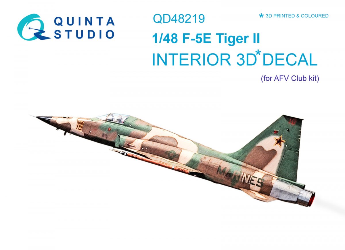 Quinta Studio QD48219 F-5E 3D-Printed & coloured Interior on decal paper (AFV club) 1/48