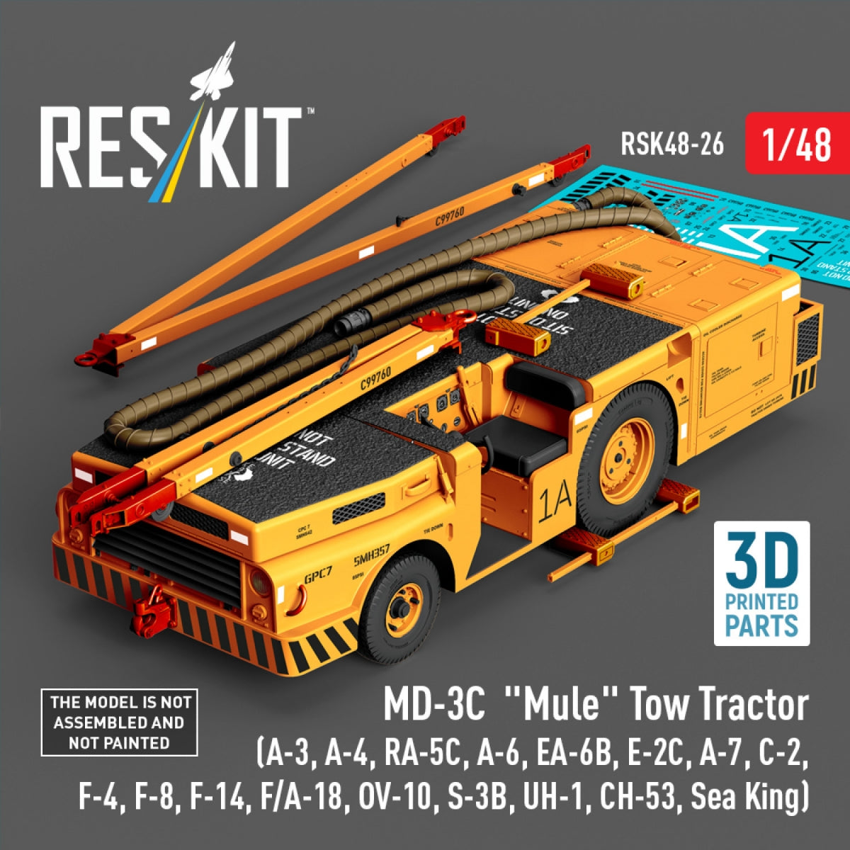 RESKIT RSK48-0026 MD-3С "Mule" Tow Tractor (3D Printed model kit) 1/48