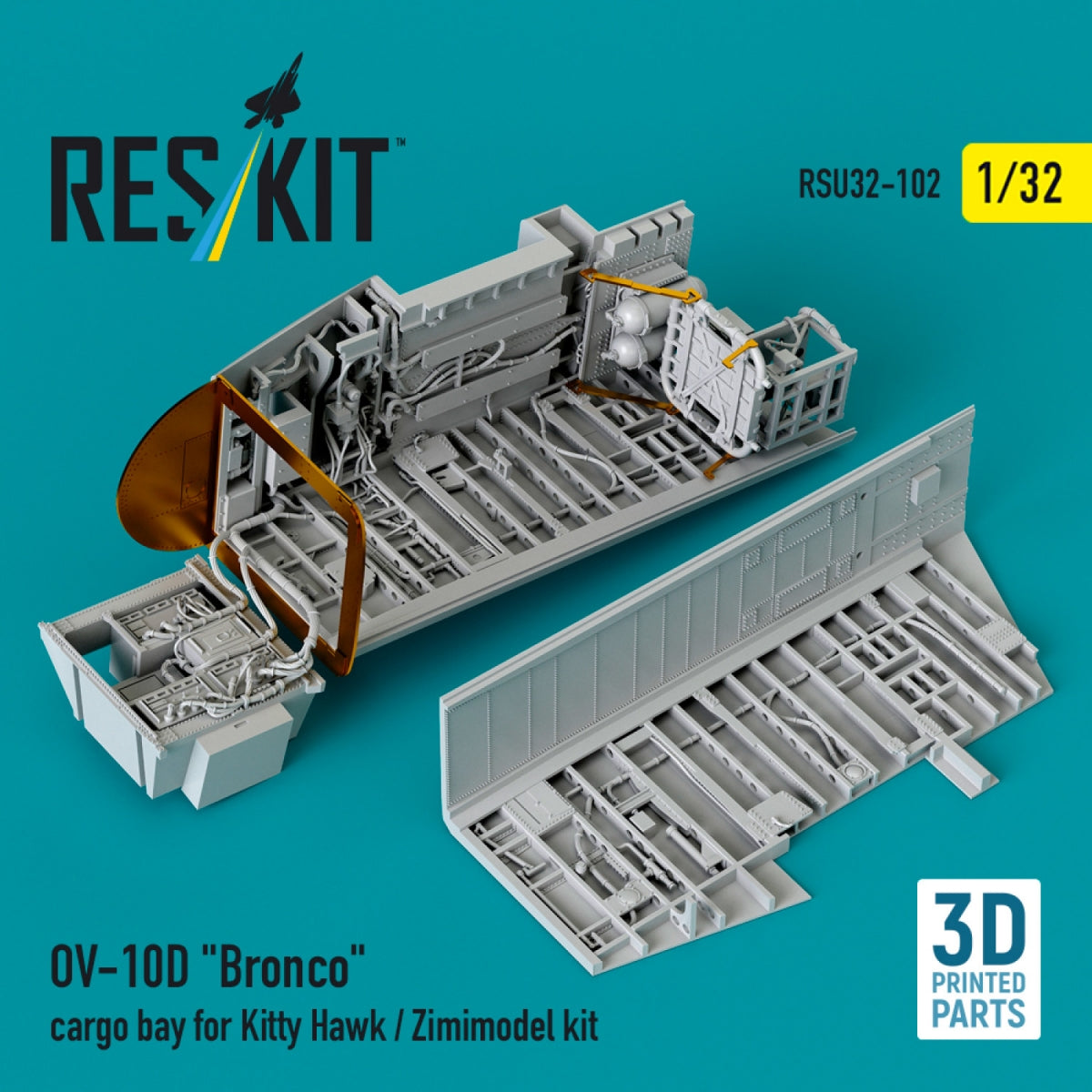 RESKIT RSU32-0102 OV-10D &amp;quot;Bronco&amp;quot; cargo bay for Kitty Hawk/Zimimodel kit (3D Printed) 1/32 – zdjęcie 2