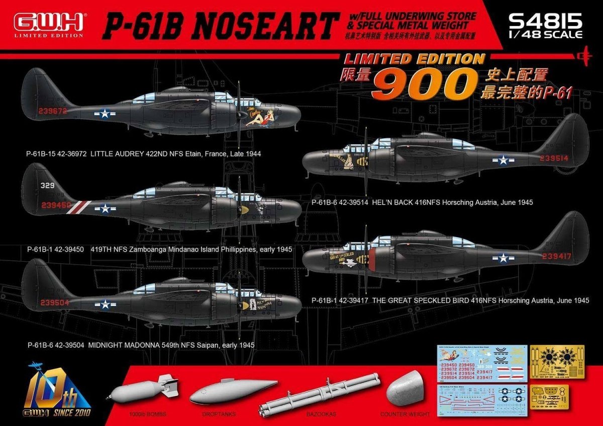 Great Wall Hobby S4815 P-61B Noseart &amp;amp; Weapons 1/48 – zdjęcie 2