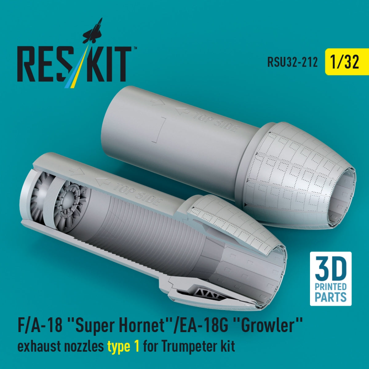RESKIT RSU32-0212 F/A-18 "Super Hornet"/EA-18G "Growler" exhaust nozzles type 1 for Trumpeter kit (3D Printed) 1/32