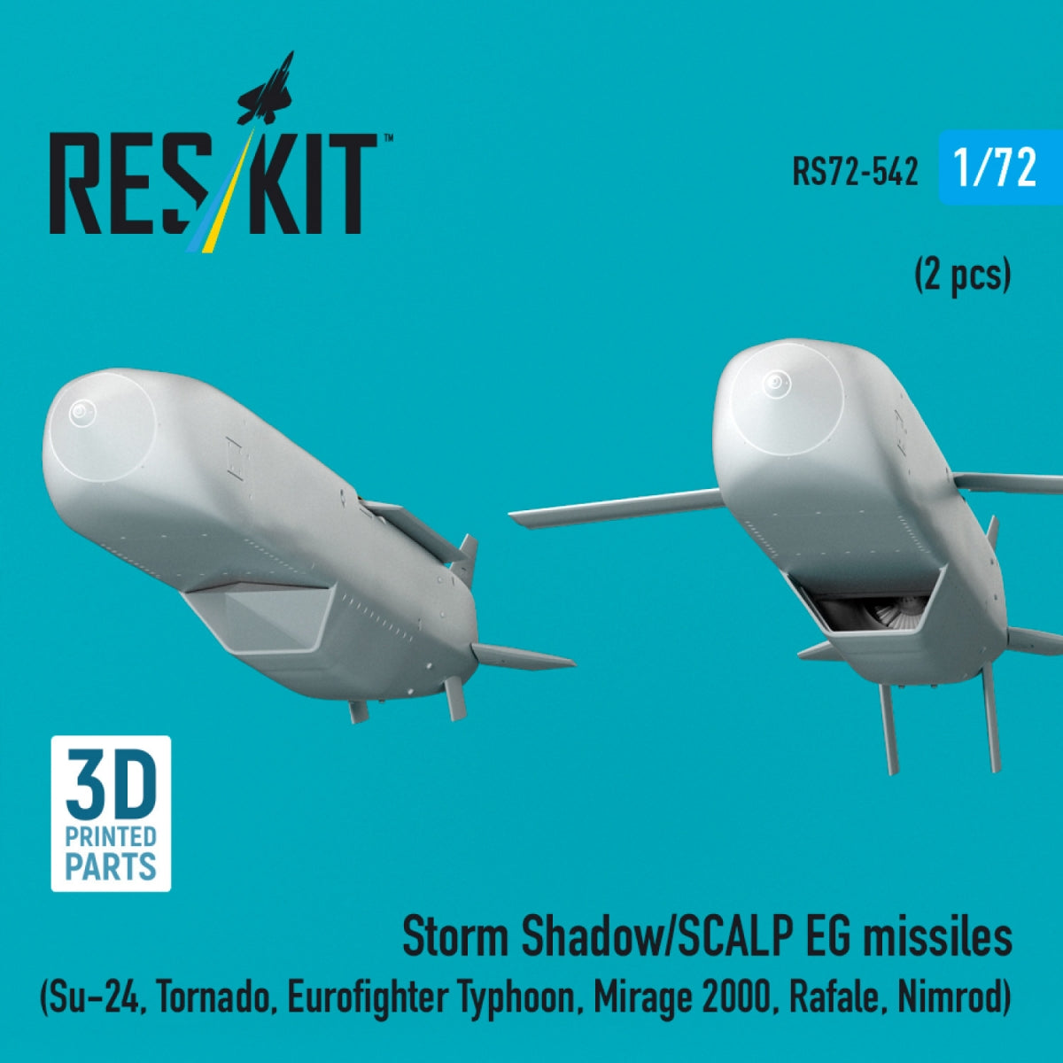 RESKIT RS72-0542 Storm Shadow/SCALP EG missiles (2 pcs) (Su-24, Tornado, Eurofighter Typhoon, Mirage 2000, Rafale, Nimrod) (3D Printed) 1/72
