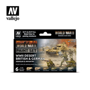 Vallejo 70208 WWII Desert British &amp;amp; German Armour &amp;amp; Infantry 6x17ml