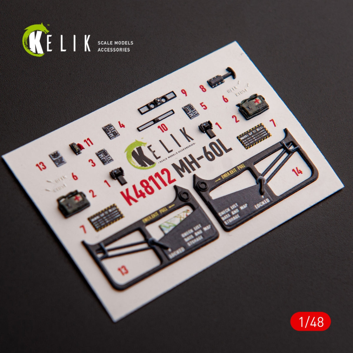 KELIK K48112 MH-60L Black Hawk - interior 3D decals for ICM kit 1/48 – immagine 2