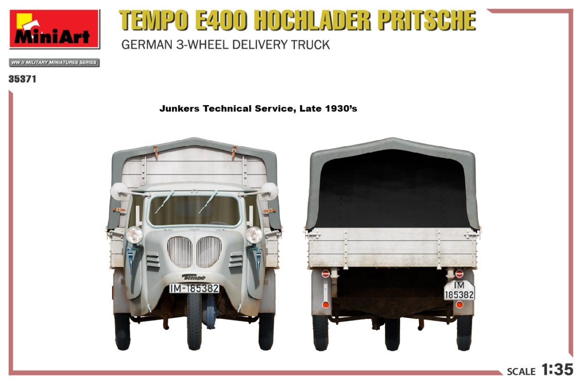 MiniArt 35371 Tempo E400 Hochlader Pritsche German 3-wheel delivery truck 1/35 – Bild 12