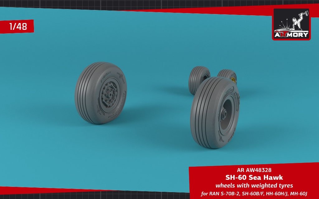 Armory Models AW48328 SH-60 Seahawk wheels w/ weighted tires 1/48 – Bild 2