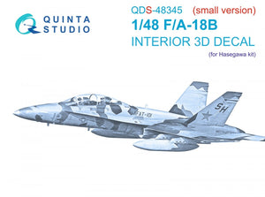 Quinta Studio QDS-48345 F/A-18B 3D-Printed &amp;amp; coloured Interior on decal paper (Hasegawa) (Small version) 1/48