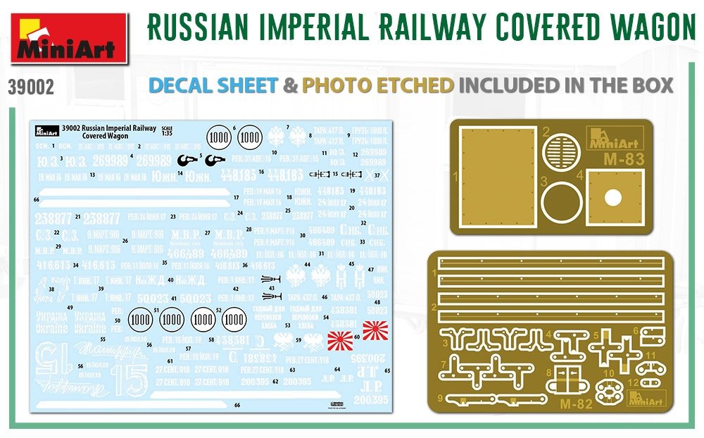 MiniArt 39002 RUSSIAN IMPERIAL RAILWAY COVERED WAGON 1/35 – immagine 2