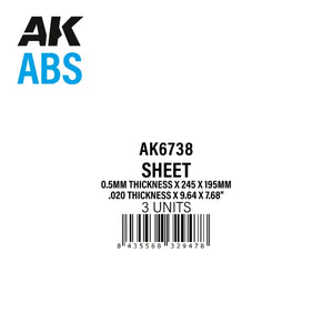 AK Interactive AK6738 0.5MM THICKNESS X 245 X 195MM – ABS SHEET – 3 UNITS PER BAG – zdjęcie 2