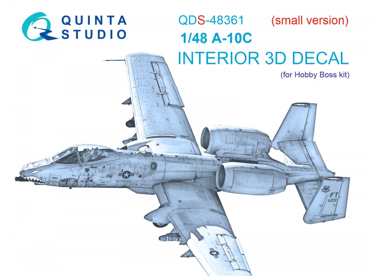 Quinta Studio QDS-48361 A-10C 3D-Printed &amp; colored Interior on decal paper (Hobby Boss) (Small version) 1/48