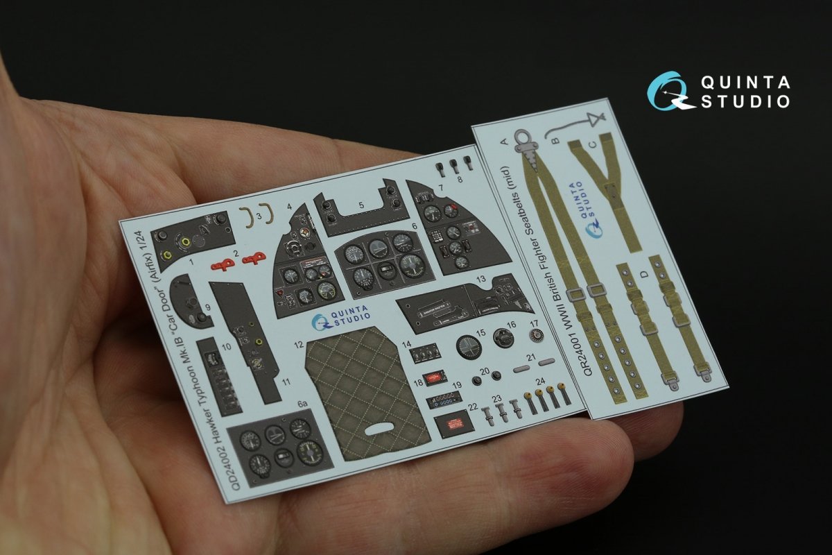 Quinta Studio QD24002 Hawker Typhoon (Car Door) 3D-Printed &amp;amp; coloured Interior on decal paper (Airfix) 1/24 – zdjęcie 8