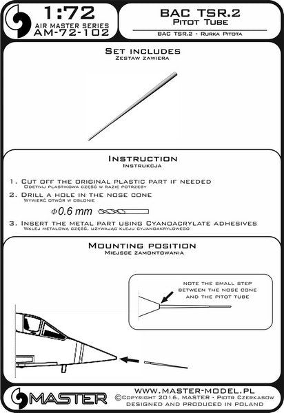 Master AM-72-102 BAC TSR.2 - Pilot Tube 1/72 – image 4