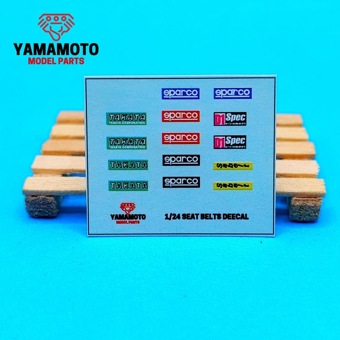 Ceintures de sécurité de course Yamamoto YMPTUN117, lot de 2, 4 points - Bleu et vert, échelle 1/24 – image 2
