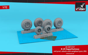 Armory Models AW72357 B-29 Superfortress roues de production moyenne avec pneus lestés (RA) enjoliveurs photodécoupés 1/72