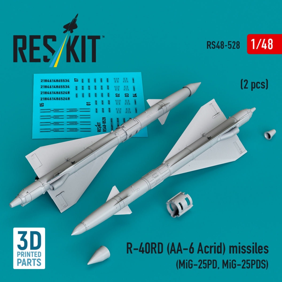 RESKIT RS48-0528 R-40RD (AA-6 "Acrid") missiles (2 pcs) (3D printed) 1/48