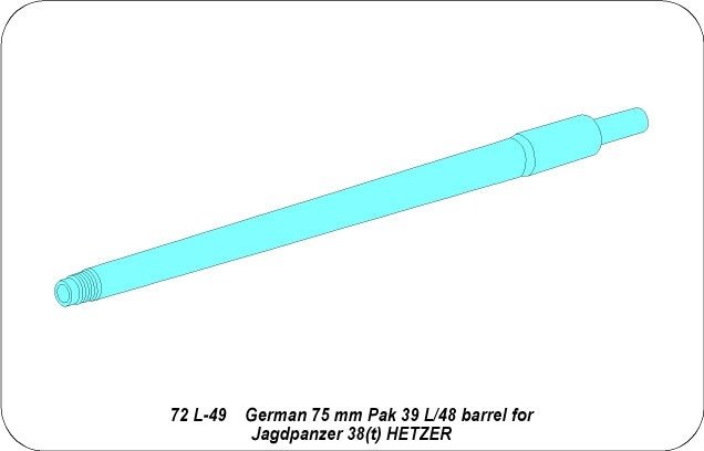 Aber 72L-49 Canon allemand 75 mm Pak39 L/48 pour Hetzer 1/72 – image 3