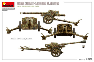 MiniArt 35400 GERMAN 7.5CM ANTI-TANK GUN PAK 40. MID PROD. WITH FIELD ARTILLERY CREW 1/35 – Bild 8