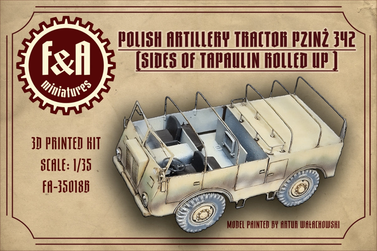 F&amp;amp;A Miniatures FA-35018B Bâche de tracteur Pzinż 342 avec rabats latéraux enroulés 1/35