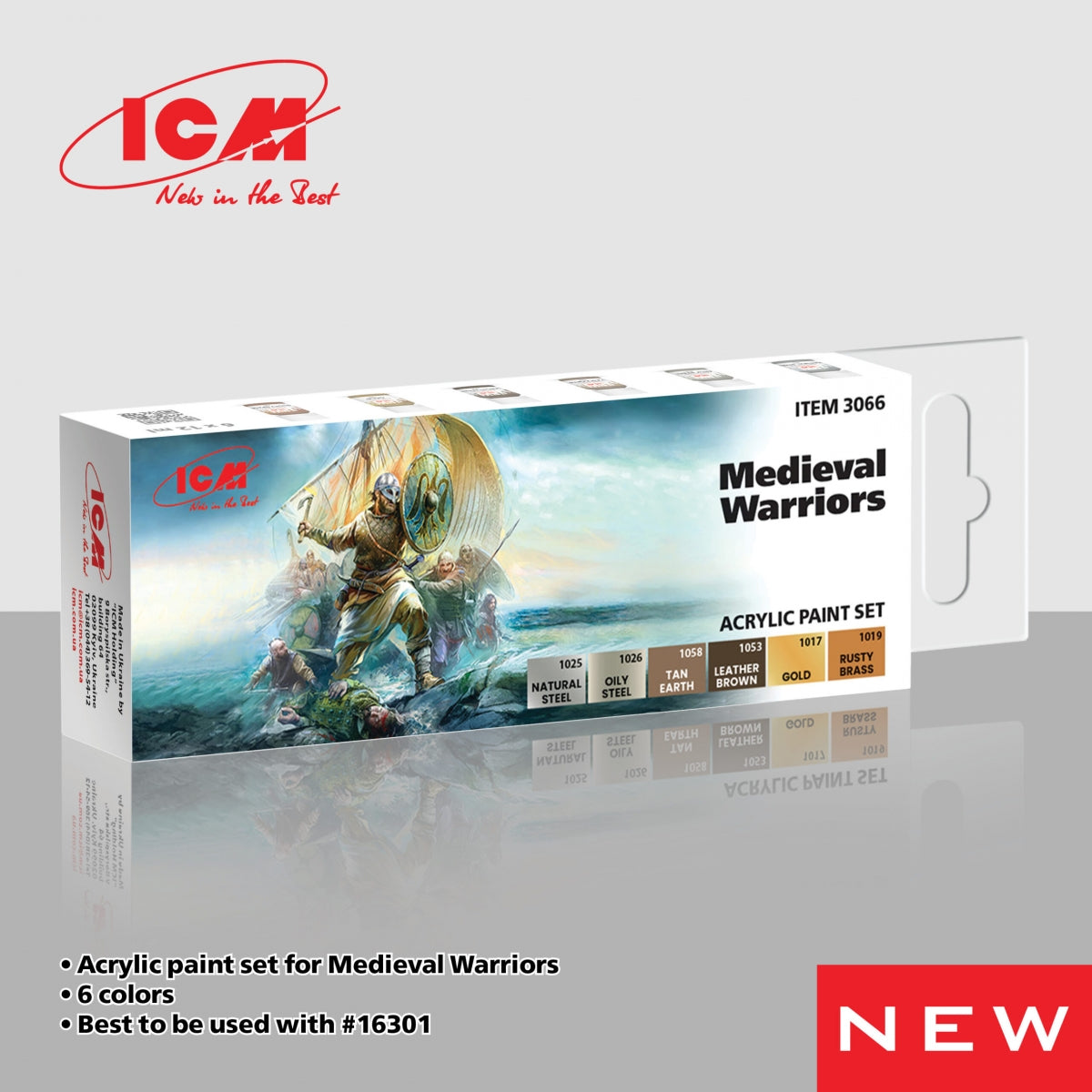 ICM 3066 Acrylic paint set for Medieval Warriors 12 ml х 6