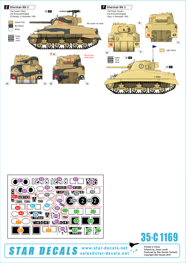 Star Decals 35-C1169 Sherman Mk II, Early production in 1942 1/35 – zdjęcie 2