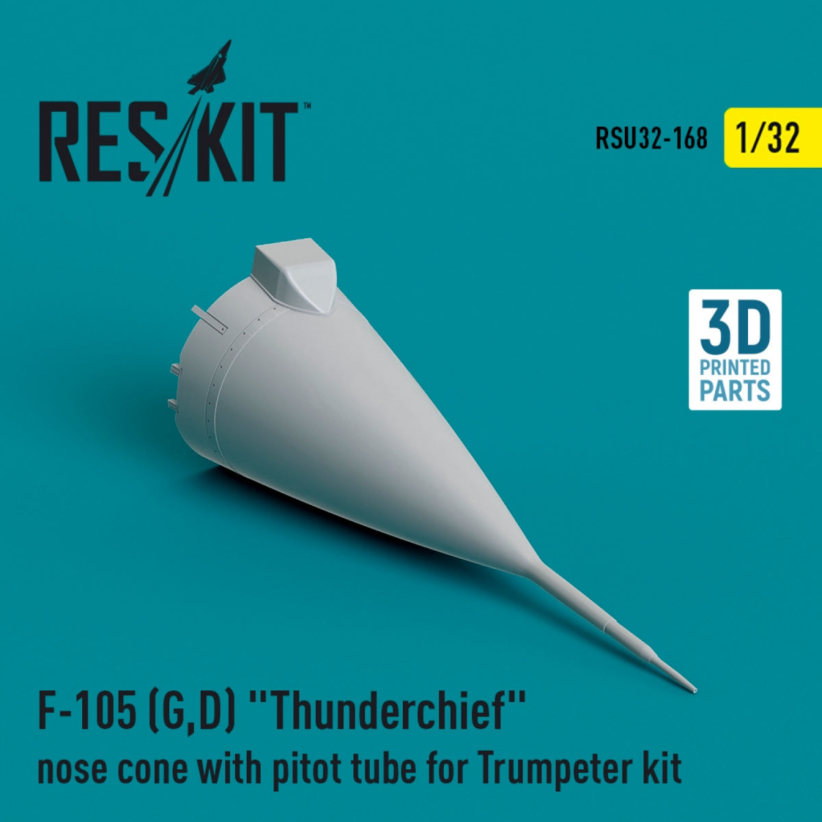 RESKIT RSU32-0168 F-105 (G,D) "Thunderchief" nose cone with pitot tube for Trumpeter kit (3D Printed) 1/32
