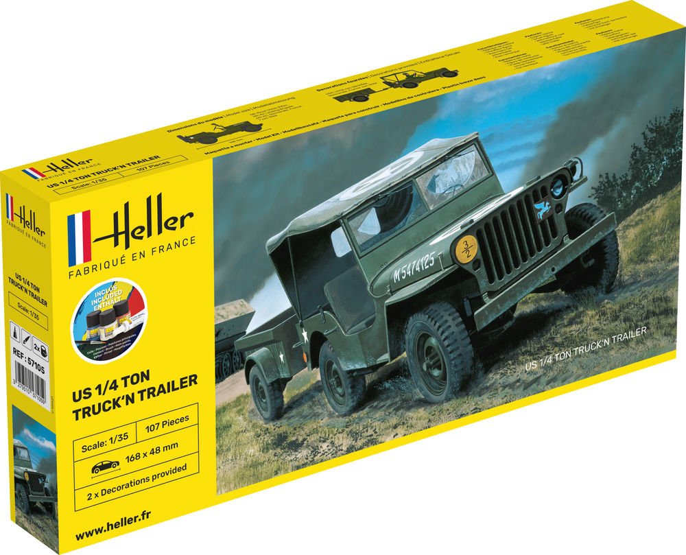 Heller 57105 STARTER KIT US 1/4 TON TRUCK &amp;#39;N TRAILER 1/35 – image 2