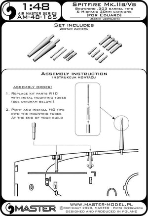Master AM-48-165 Spitfire Mk. IIb/Vb - 20mm Hispano cannon barrels in shrouds (for Eduard model) 1/48 – image 6